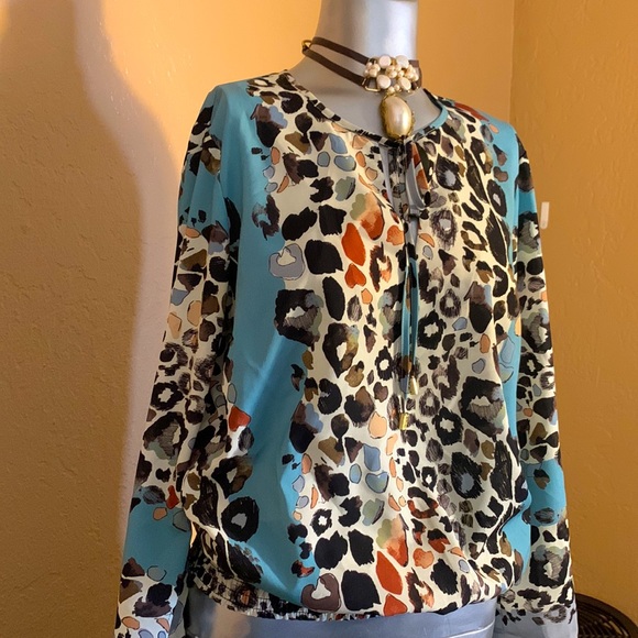Hale Bob Animal Print Blouse.  Sz XS